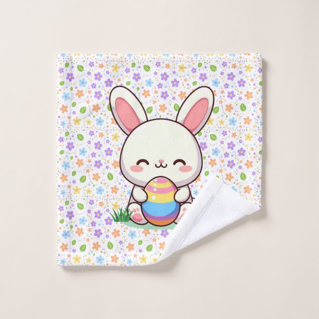 Cute spring/Easter bunny with egg Wash Cloth (Wash Cloth)