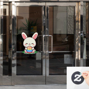Cute spring/Easter bunny with egg Window Cling