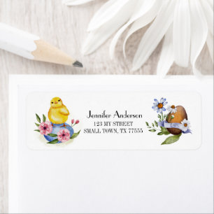 Cute Spring Easter Egg Chick Floral Address