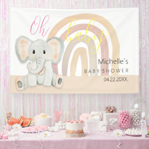 Cute Spring Elephant Watercolor Illustration Banner