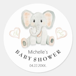 Cute Spring Elephant Watercolor Illustration Classic Round Sticker