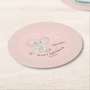Cute Spring Elephant Watercolor Illustration Round Paper Coaster