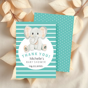 Cute Spring Elephant Watercolor Illustration Thank You Card