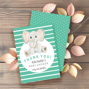Cute Spring Elephant Watercolor Illustration Thank You Card