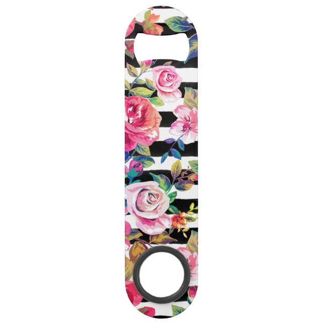 Cute spring floral and stripes watercolor pattern (Front)