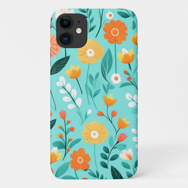 Cute Spring Floral Colourful Wildflower Pattern  Case-Mate iPhone Case (Back)