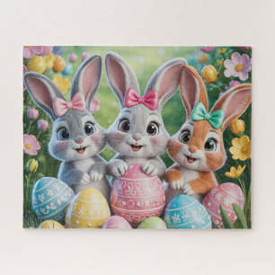 Cute Spring Floral Easter Bunny Jigsaw Puzzle
