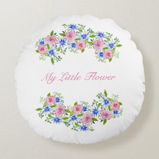 Cute spring floral pattern round cushion