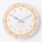 Cute Spring Floral Yellow & Pink Wall Clock