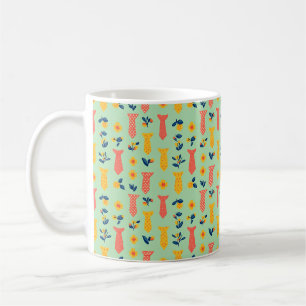 Cute Spring Flower and Tie Pattern Coffee Mug