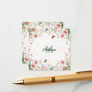 Cute Spring Flower Wildflower Bouquet Butterflies Enclosure Card