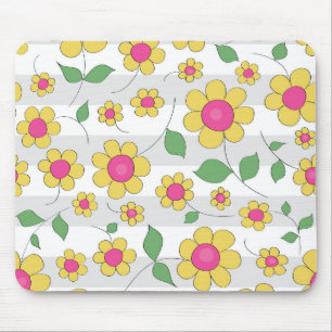 Cute spring flowers kids drawing mouse mat