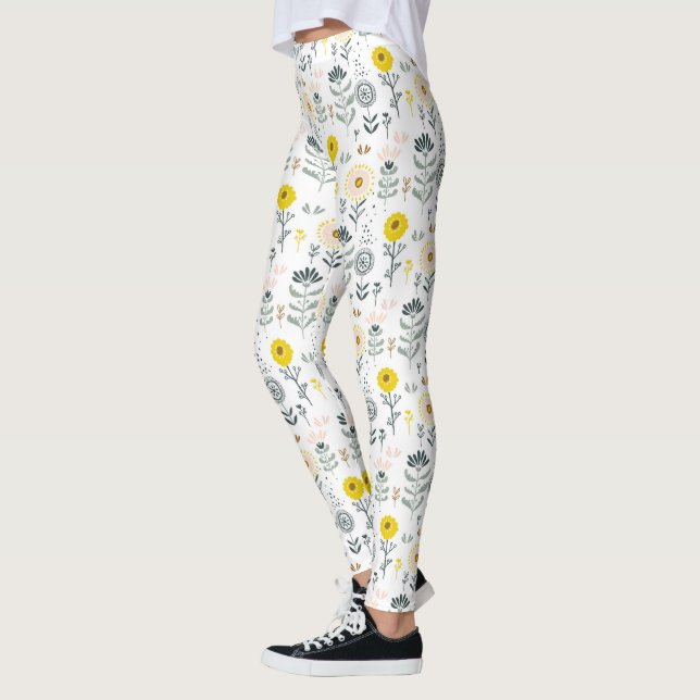 Cute spring flowers pattern leggings (Left)