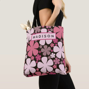 Cute Spring Flowers Patterns Name custom Tote Bag
