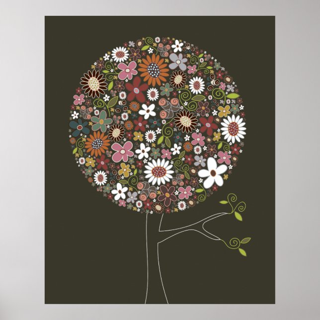 Cute Spring Flowers Pop Tree Whimsical Nursery Art Poster (Front)