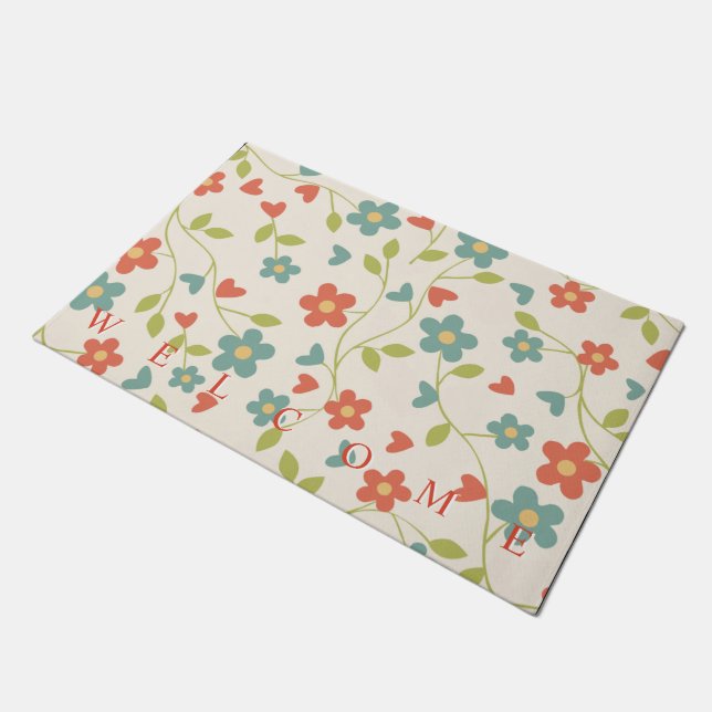 Cute Spring Flowers - Welcome Doormat (Angled)