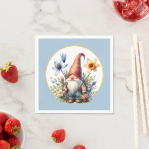 Cute Spring garden party gnome Napkin