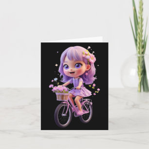 Cute Spring Girl with Bicycle Funny Unisex Design Card