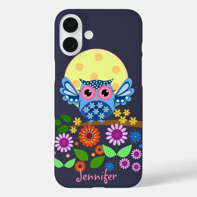 Cute spring Owl & custom Name Case-Mate iPhone Case (Back)
