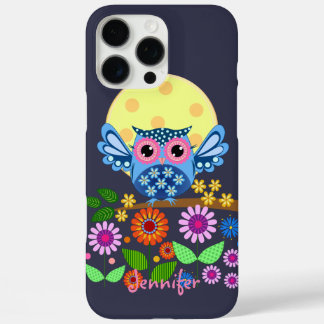 Cute spring Owl & custom Name iPhone 16 Pro Max Case