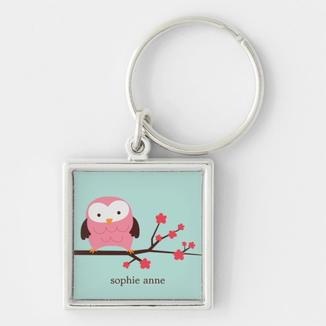 Cute Spring Owl Key Ring (Front)