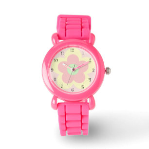 Cute spring pink rainbow flower petal gradient watch