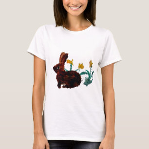 Cute Spring Rabbit Daffodil Art T-Shirt