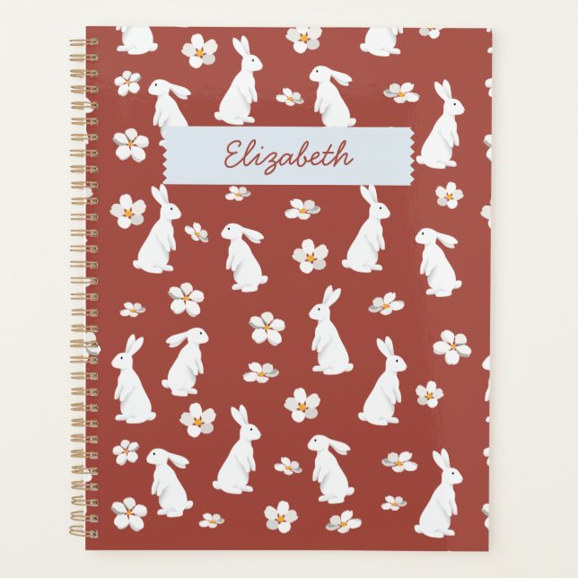 Cute Spring Rabbit Pattern Planner (Front)