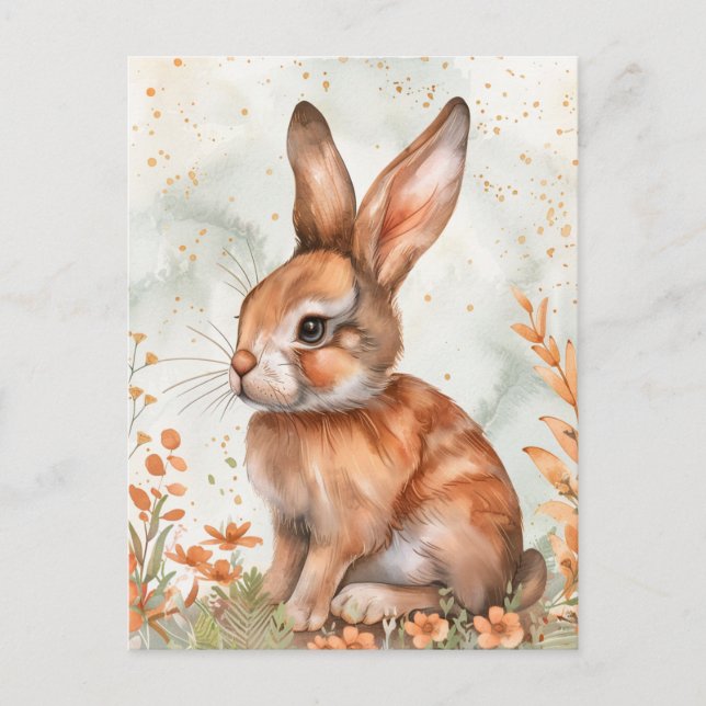 Cute Spring Rabbit Postcard (Front)