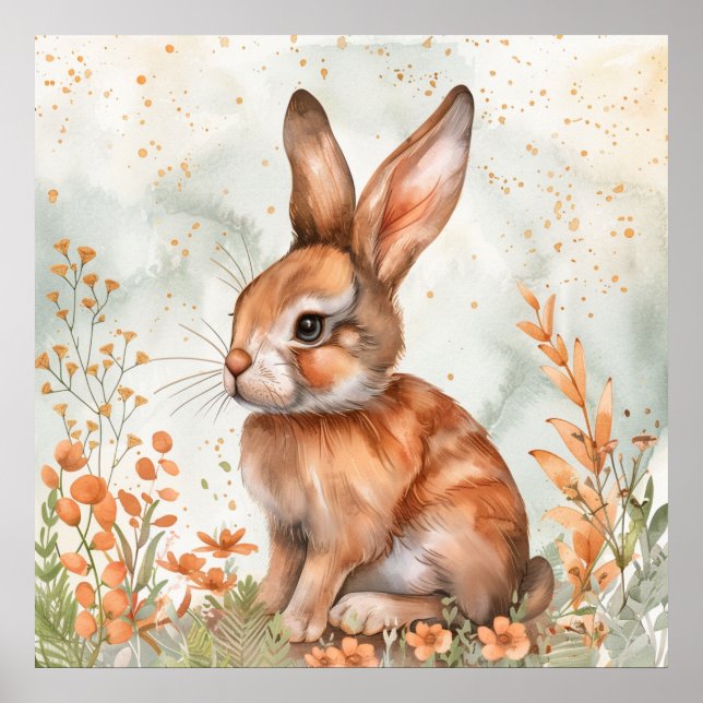 Cute Spring Rabbit Poster (Front)