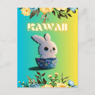 cute spring rabbit with flowers for easter holiday postcard