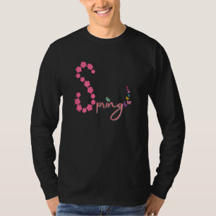 Cute Spring Season Pink Cherry Blossom Butterfly T-Shirt