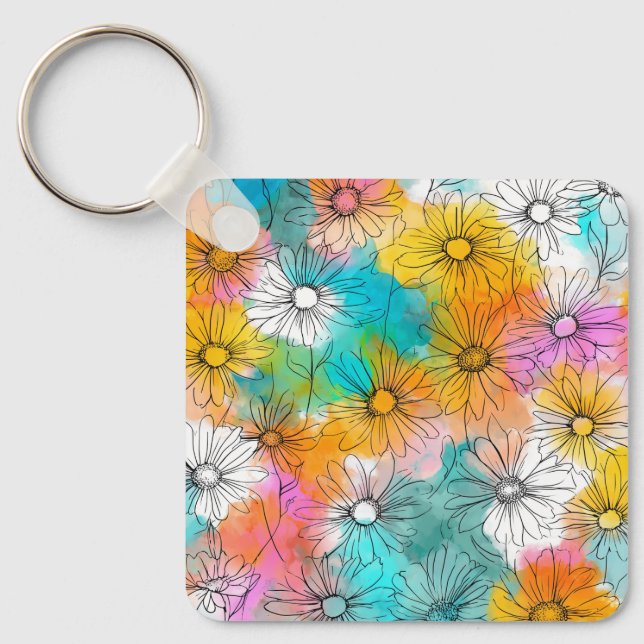 Cute Spring Square Keychain Gift (Front)