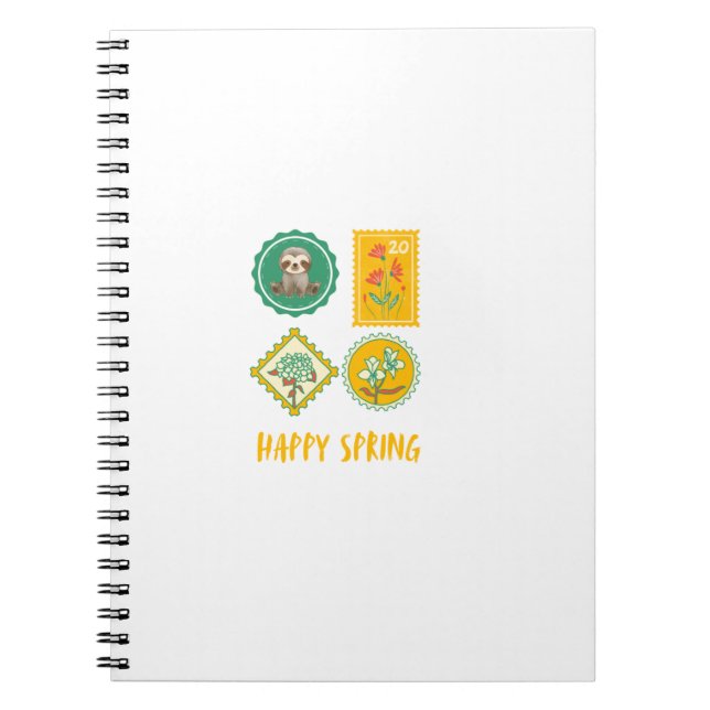 Cute Spring Stamp Sloth  Notebook (Front)