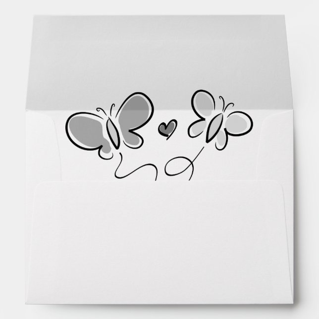 Cute spring wedding envelopes with butterfly liner (Back (Bottom))