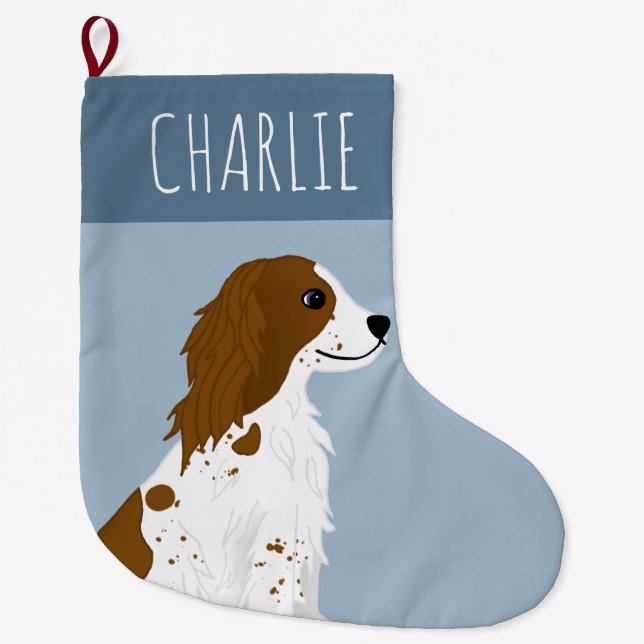 Cute Springer Spaniel Dog Pet Large Christmas Stocking (Front)