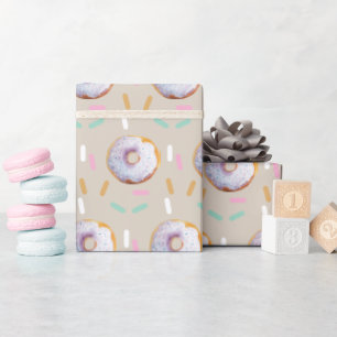 Cute Sprinkle Doughnut Watercolor Pattern Wrapping Paper