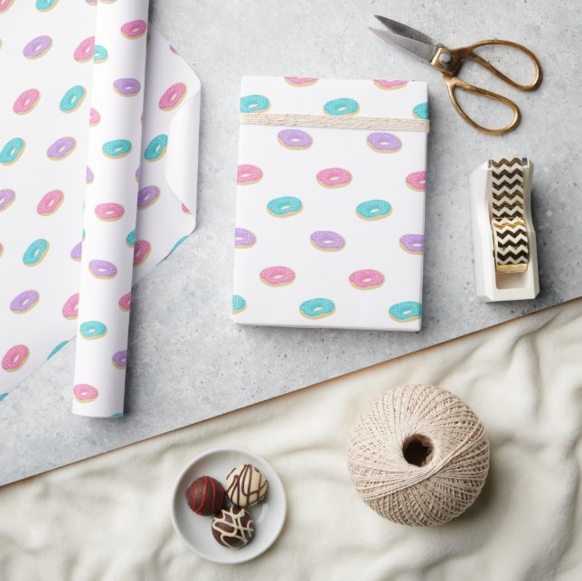 Cute Sprinkle Doughnuts Pattern Wrapping Wrapping Paper (Crafts)