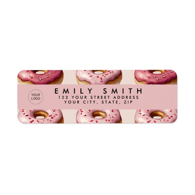 Cute Sprinkle Pink Doughnut  Label (Front)
