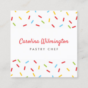 Cute Sprinkles Bakery Dessert Catering Pastry Chef Square Business Card