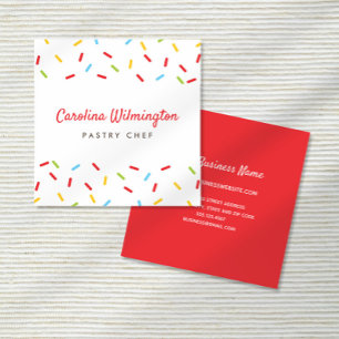 Cute Sprinkles Bakery Dessert Catering Pastry Chef Square Business Card