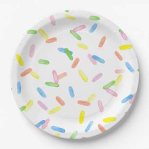 Cute sprinkles colourful rainbow fun party paper plate