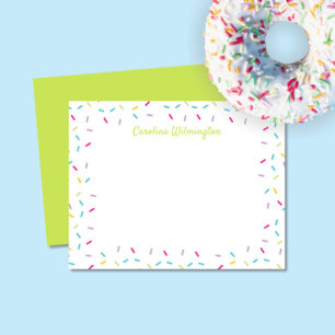 Cute Sprinkles Girly Lime Green Stationery Card