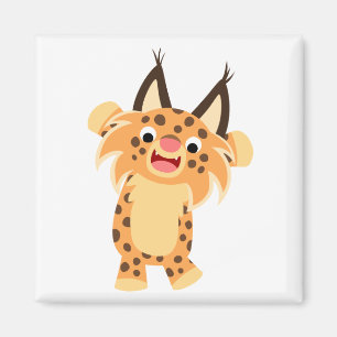 Cute Spunky Cartoon Bobcat Magnet