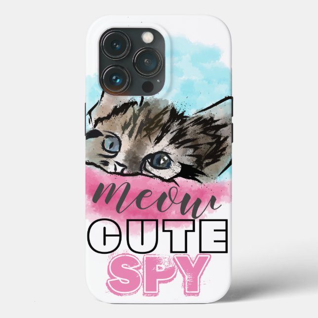 "CUTE SPY" | Funny Cute Kitten Pink Blue Case-Mate iPhone Case (Back)