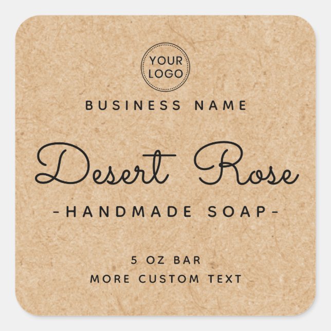 Cute square Kraft paper look product labels (Front)
