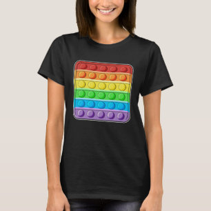 Cute square Pop It Rainbow Colorful Pop It Fidget  T-Shirt