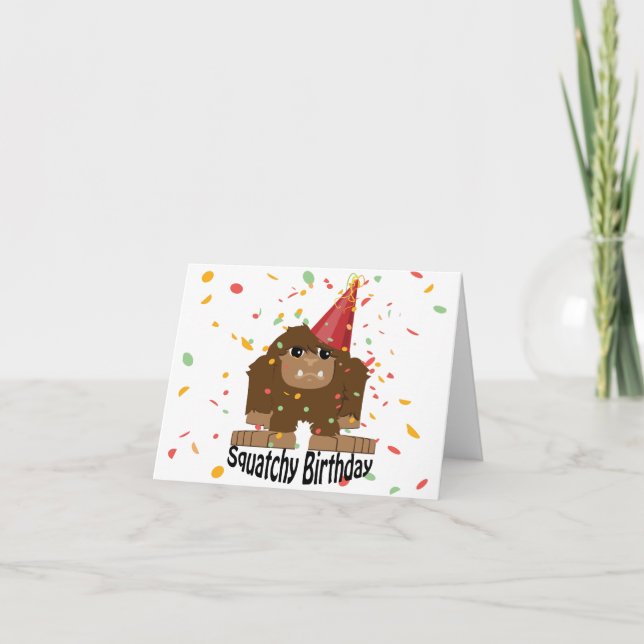 Cute Squatchy Birthday Bigfoot Card (Front)