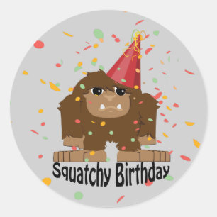 Cute Squatchy Birthday Bigfoot Classic Round Sticker