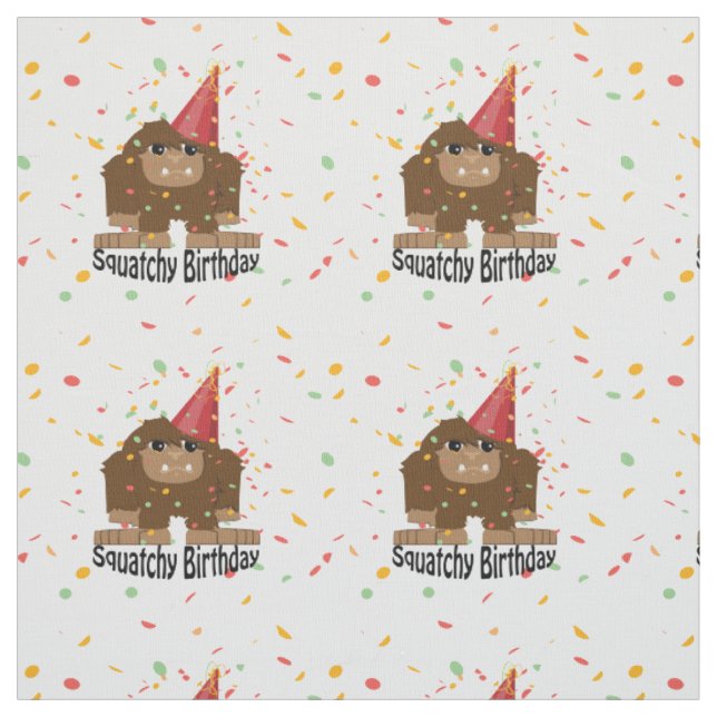 Cute Squatchy Birthday Bigfoot Fabric (Swatch)